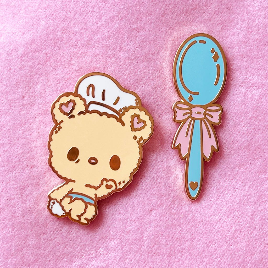 Chef Bear and Spoon enamel pins